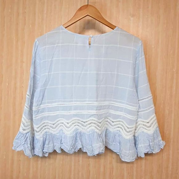 SEED HERITAGE Check Trim Frill Top Blouse - Picture 8 of 12